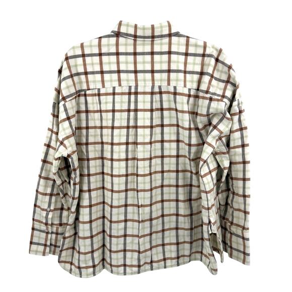 Everlane Button Down Boxy Flannel Shirt in brown plaid Size M - Picture 9 of 9